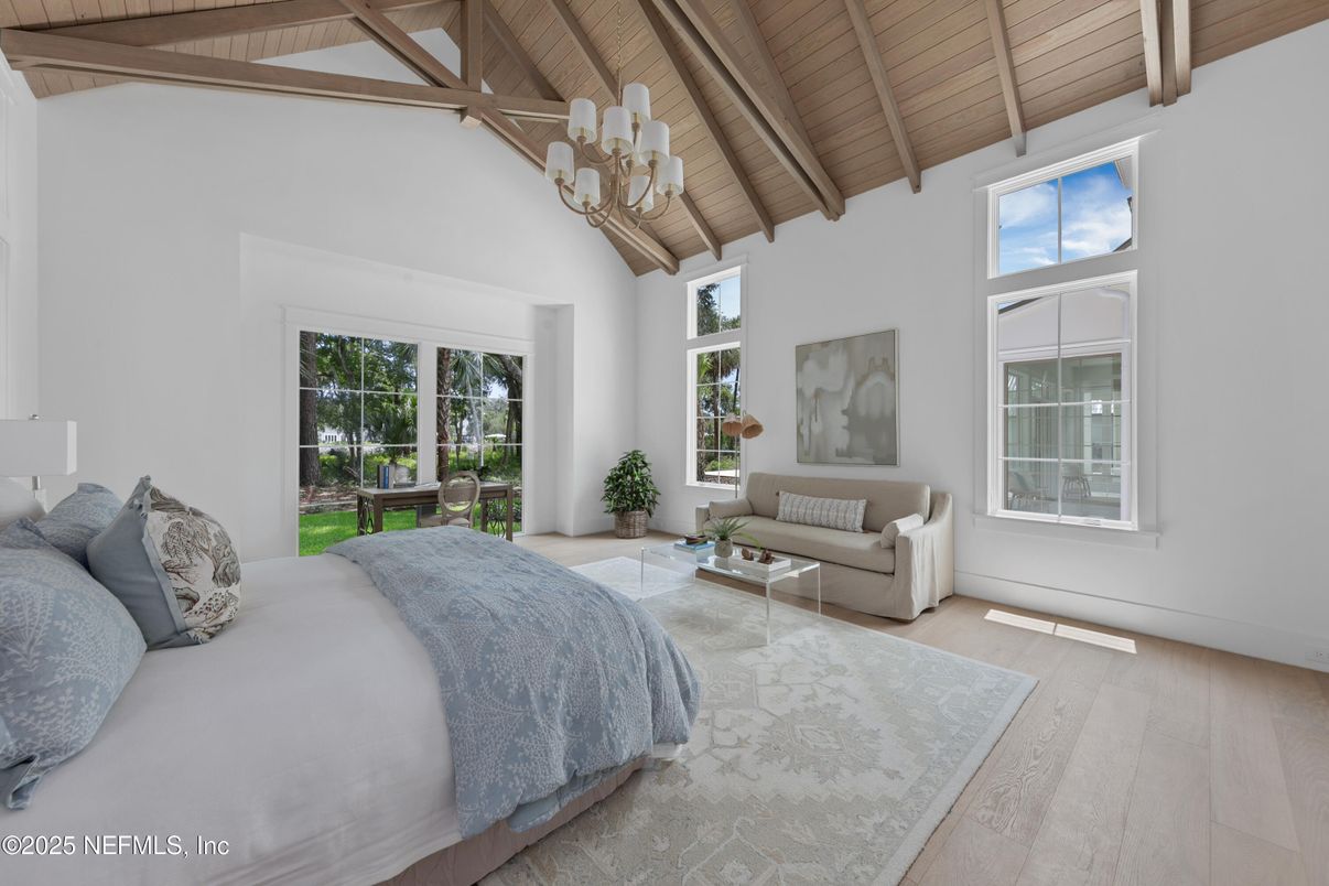 Bedroom, Chandelier, Interior, Wooden Beams, Wooden Ceilings, Wood Texture Flooring