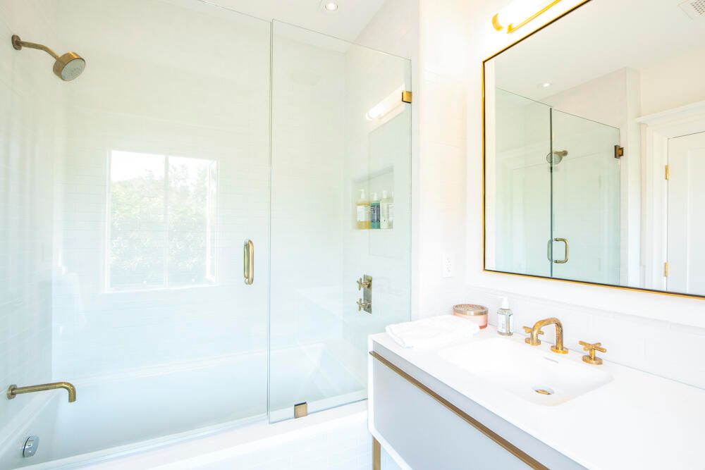 Bathroom, Glass Shower, Interior, Recessed Lighting