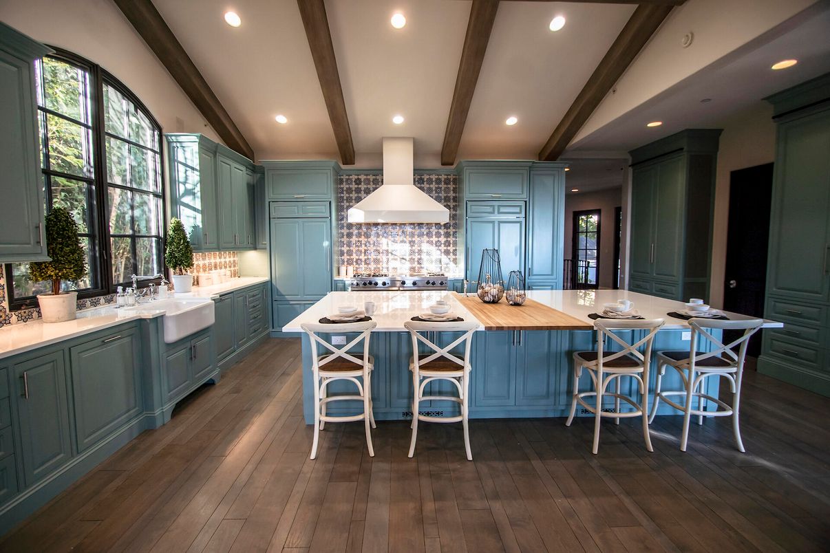 Interior, Kitchen, Recessed Lighting, Wooden Beams, Wood Texture Flooring