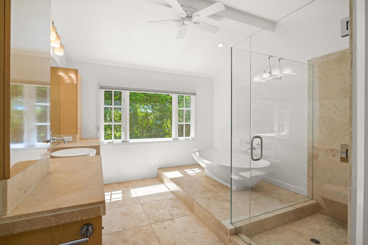 Bathroom, Dual Sink Vanities, Glass Shower, Interior, Recessed Lighting