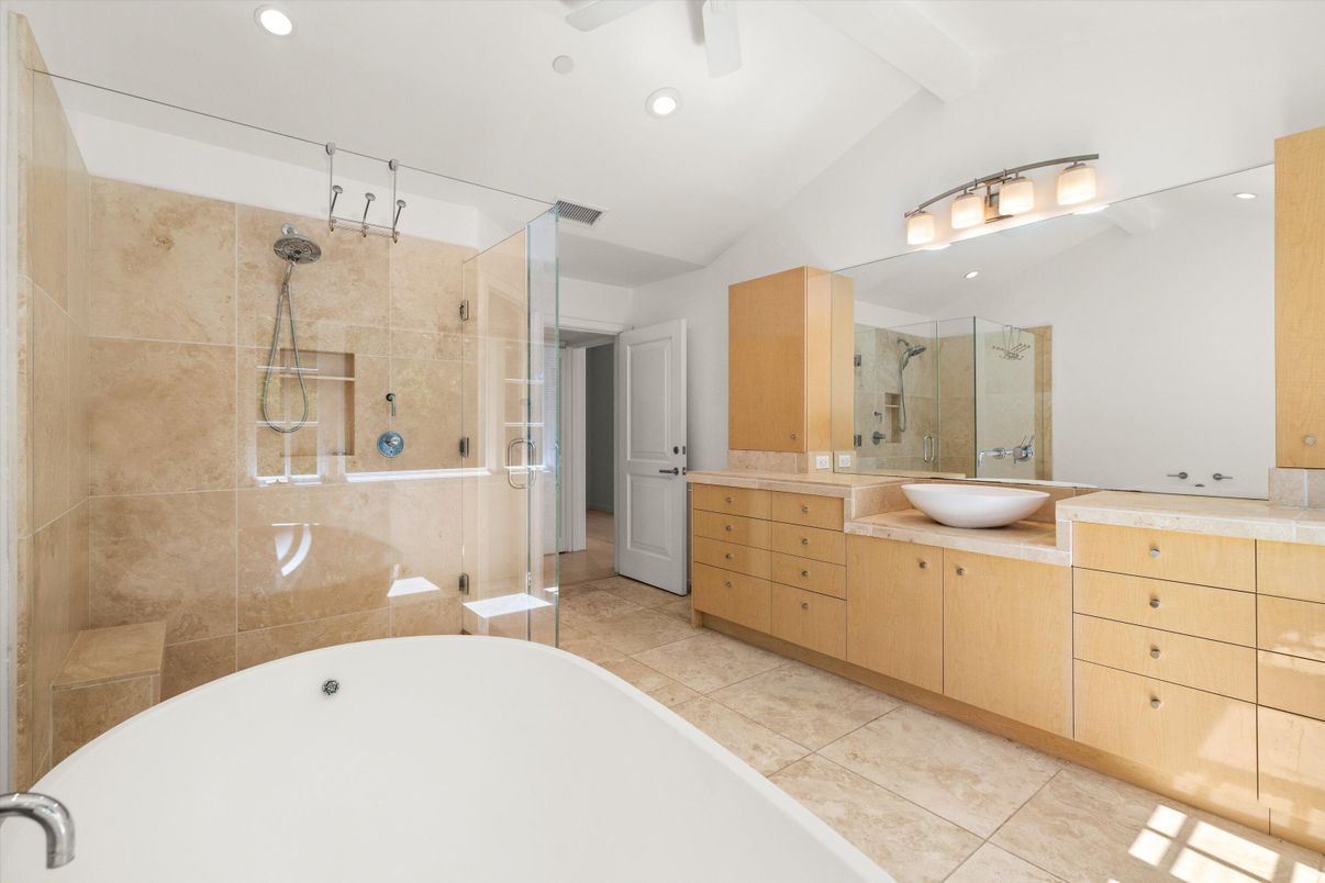 Bathroom, Dual Sink Vanities, Free Standing Baths, Glass Shower, Interior, Recessed Lighting