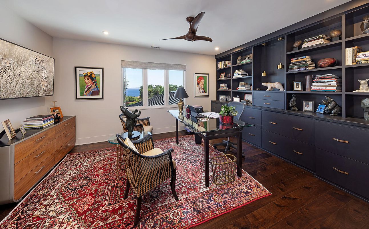Home Office, Interior, Recessed Lighting, Water, Wood Texture Flooring