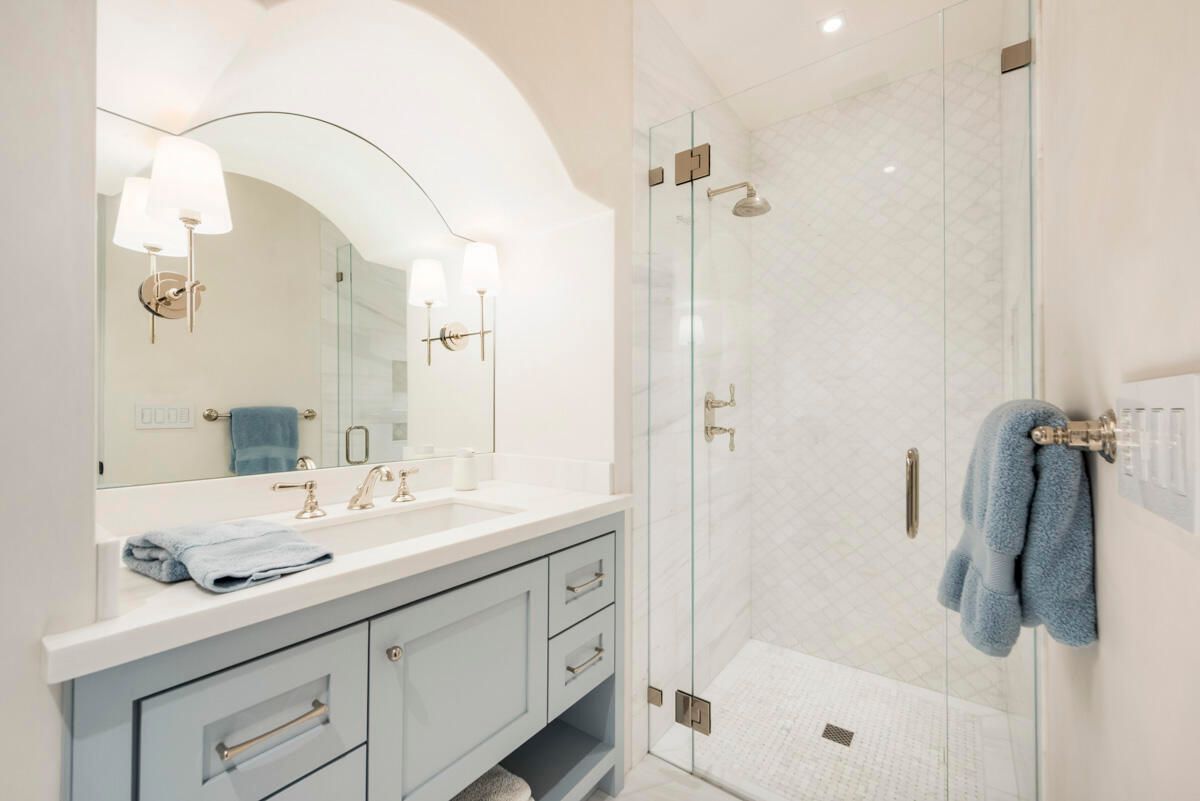 Bathroom, Glass Shower, Interior, Recessed Lighting