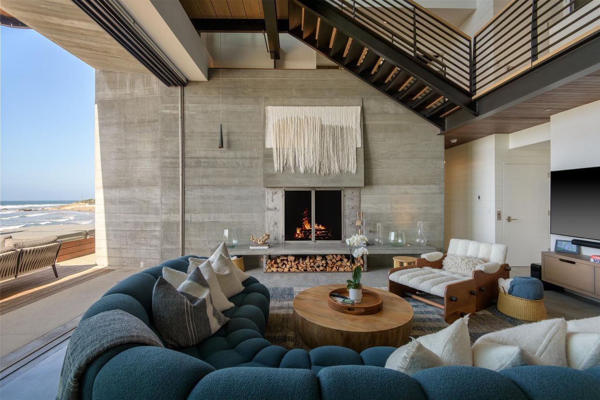 Fireplace, Interior, Living room, Stone Walls, Water