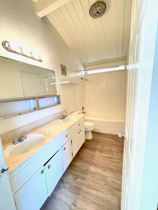 Bathroom, Dual Sink Vanities, Interior, Wood Texture Flooring