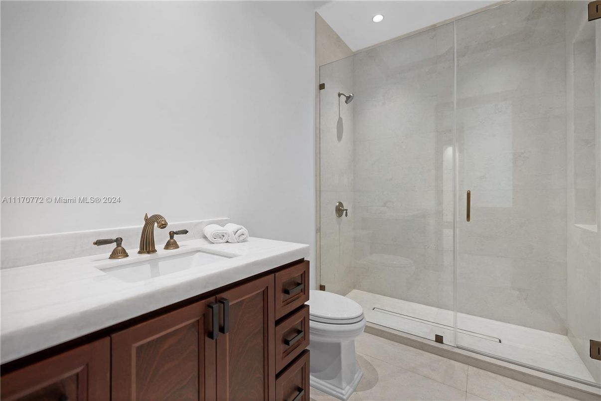 Bathroom, Glass Shower, Interior, Recessed Lighting