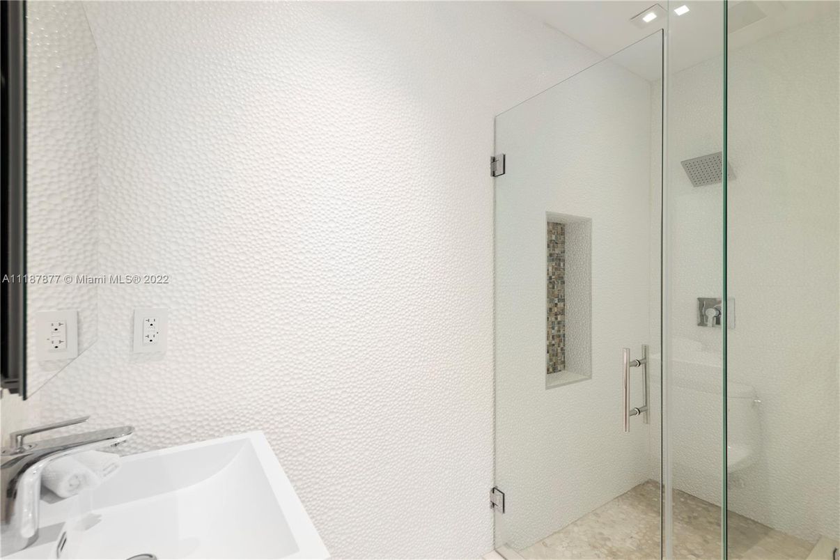 Bathroom, Glass Shower, Interior, Recessed Lighting