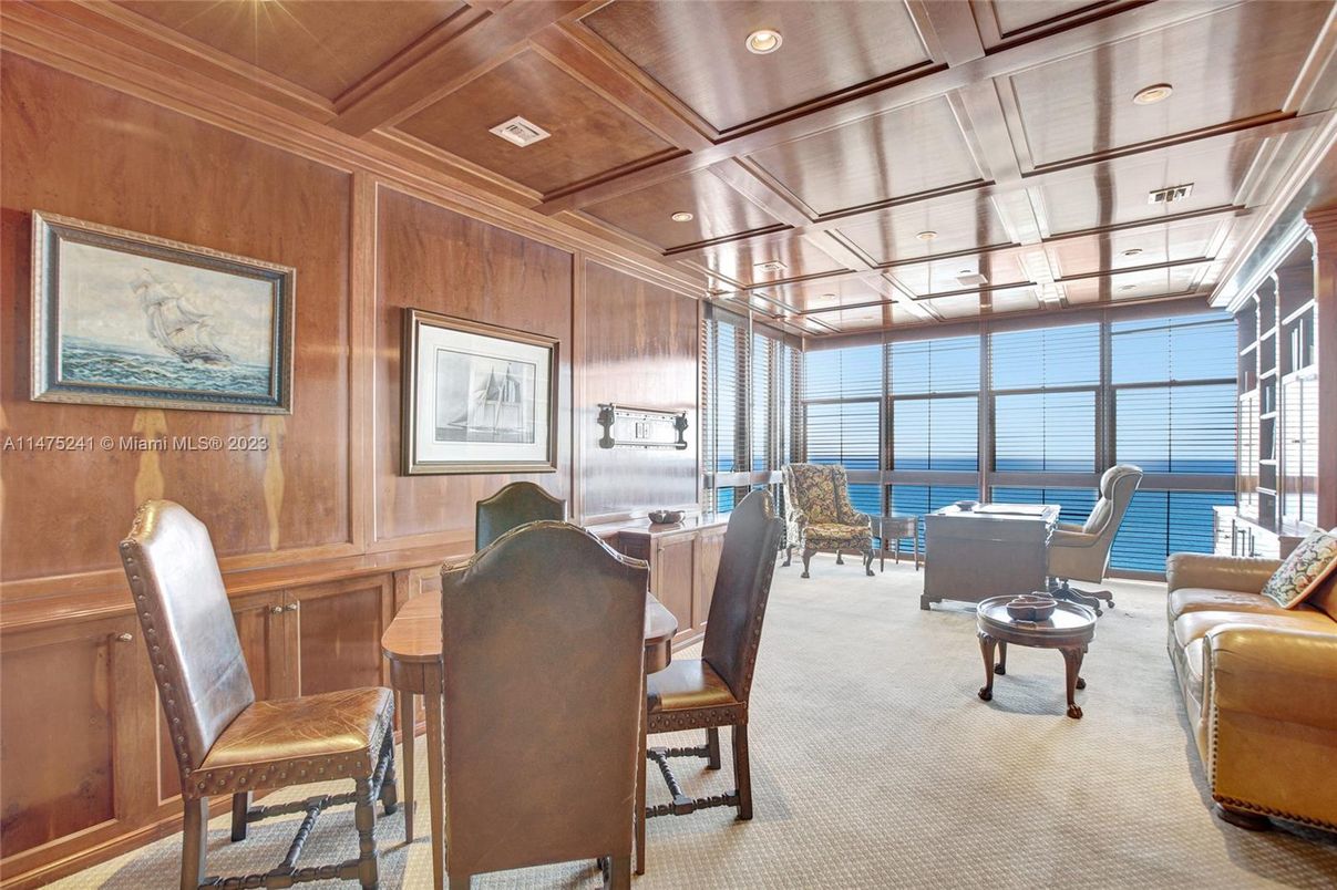 Home Office, Interior, Living room, Recessed Lighting, Water, Wooden Ceilings, Wooden Walls