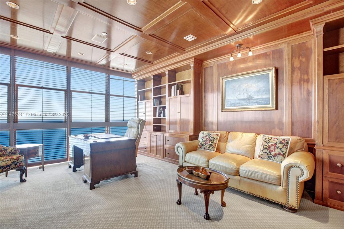 Home Office, Interior, Recessed Lighting, Water, Wooden Ceilings, Wooden Walls