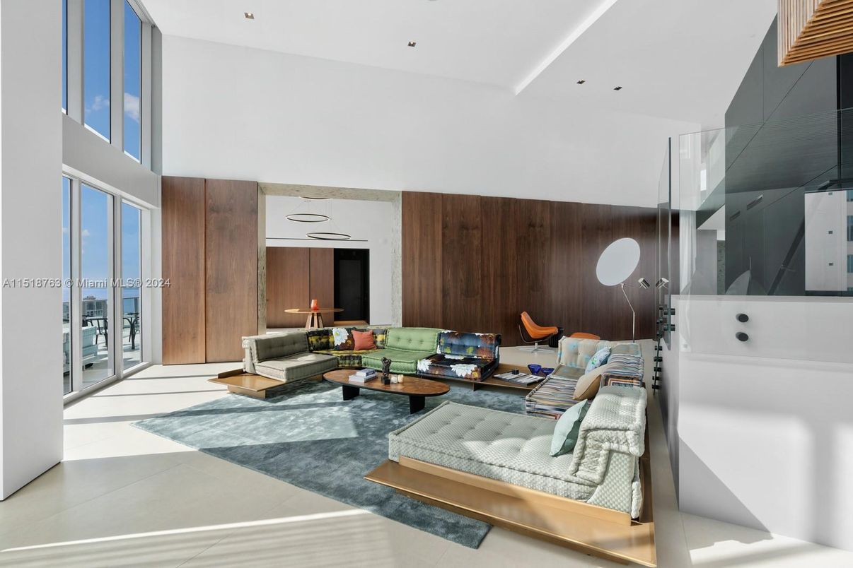Interior, Living room, Recessed Lighting, Wooden Walls