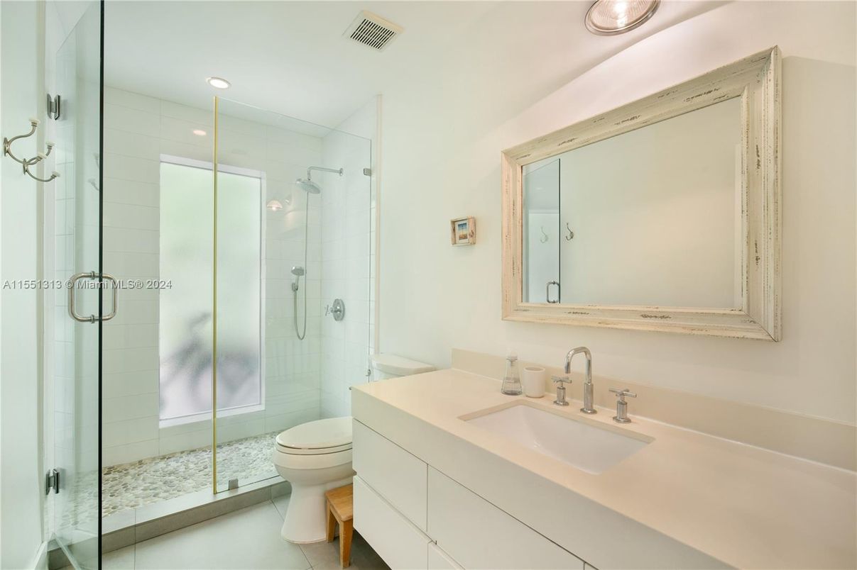 Bathroom, Glass Shower, Interior, Recessed Lighting