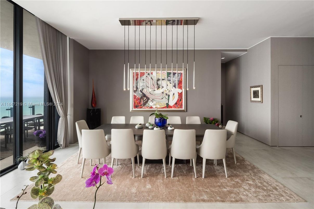 Dining room, Interior, Pendant Lights, Water