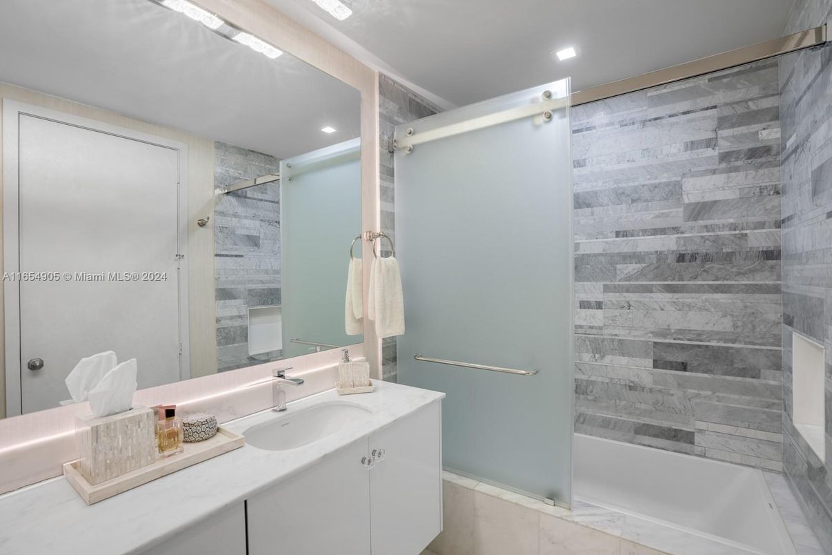 Bathroom, Glass Shower, Interior, Recessed Lighting