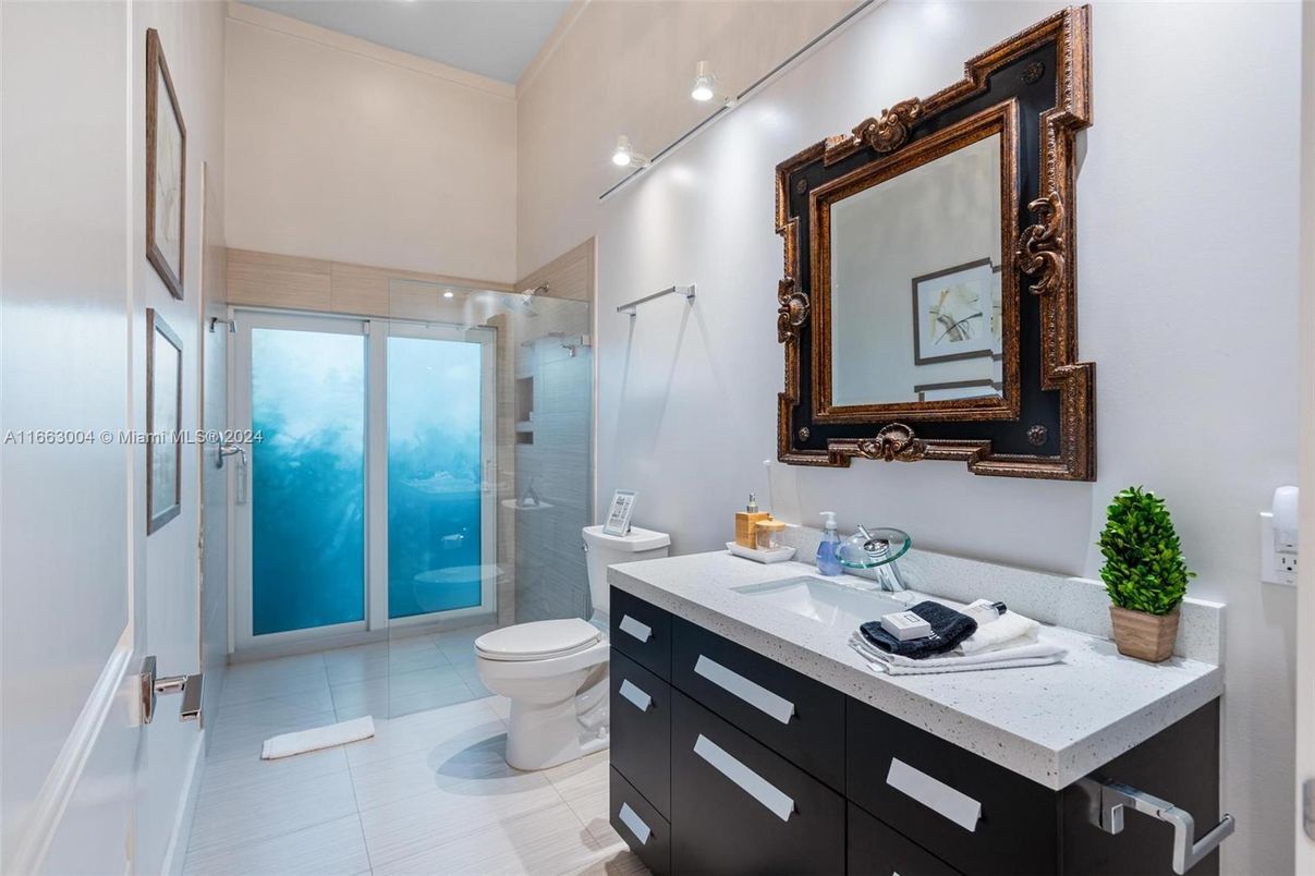 Bathroom, Glass Shower, Interior, Recessed Lighting