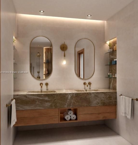 Bathroom, Dual Sink Vanities, Interior, Recessed Lighting