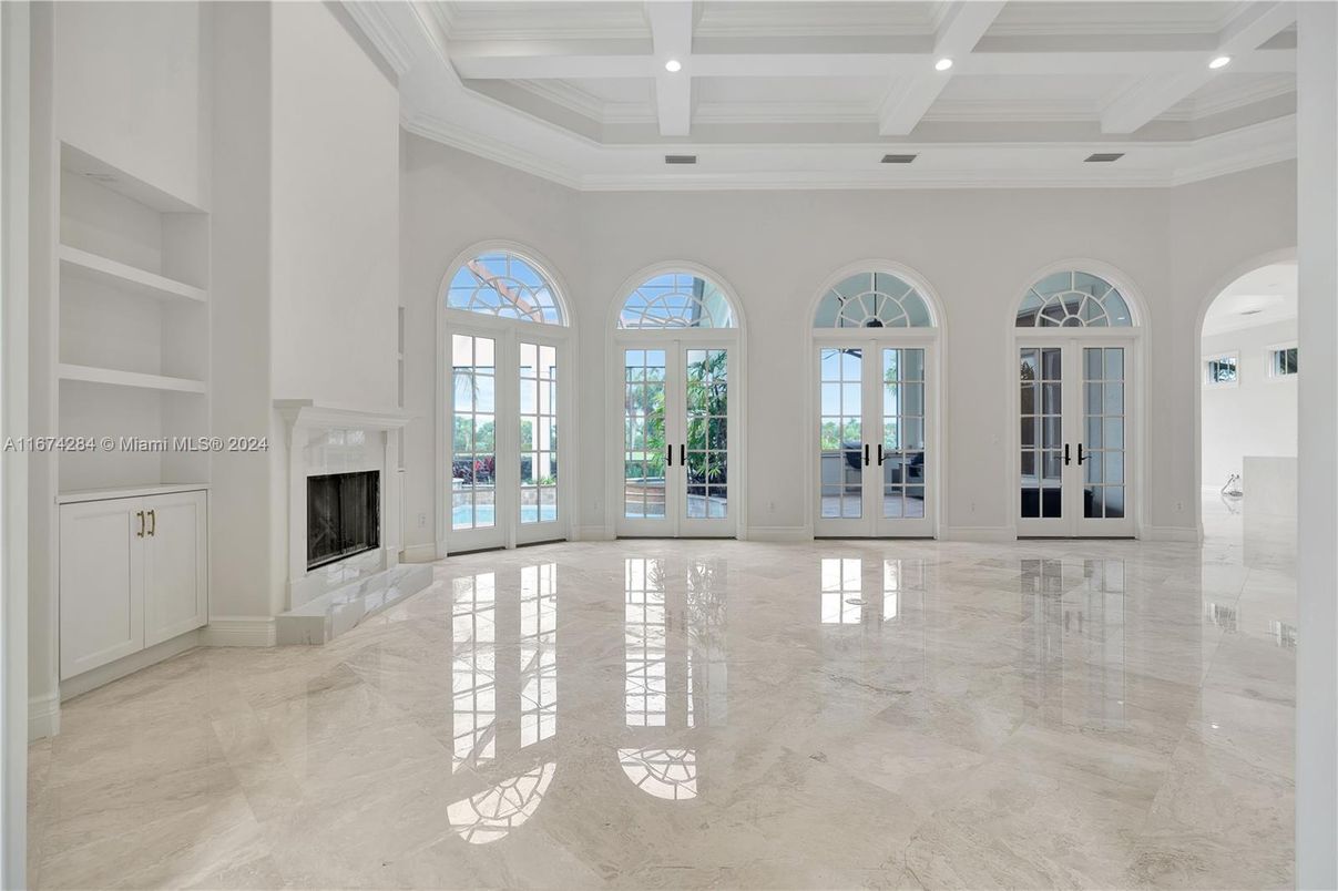 Empty room, Fireplace, Interior, Recessed Lighting