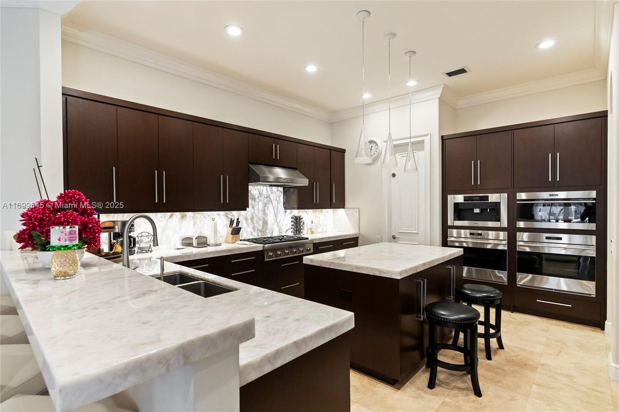 Interior, Kitchen, Pendant Lights, Recessed Lighting, Stainless Steel Appliances