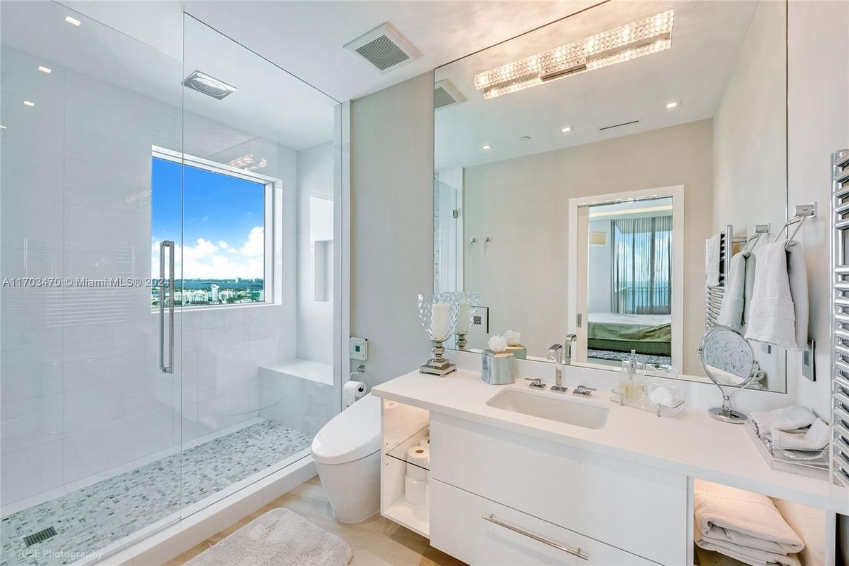Bathroom, Glass Shower, Interior, Recessed Lighting