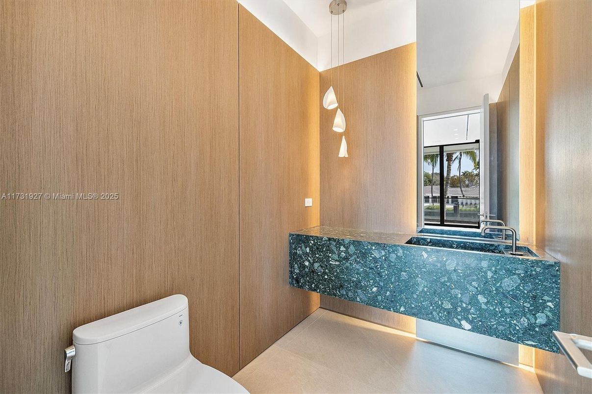 Bathroom, Interior, Pendant Lights, Wooden Walls