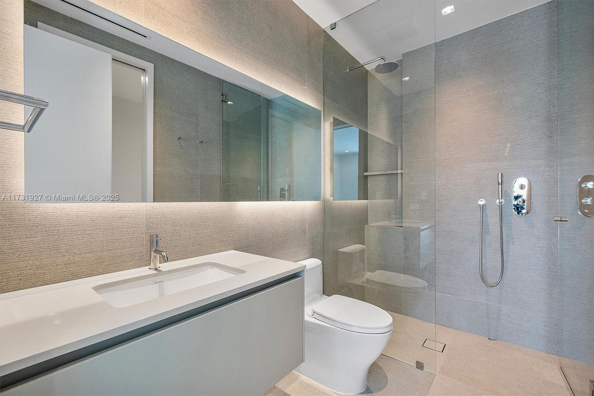 Bathroom, Glass Shower, Interior, Recessed Lighting