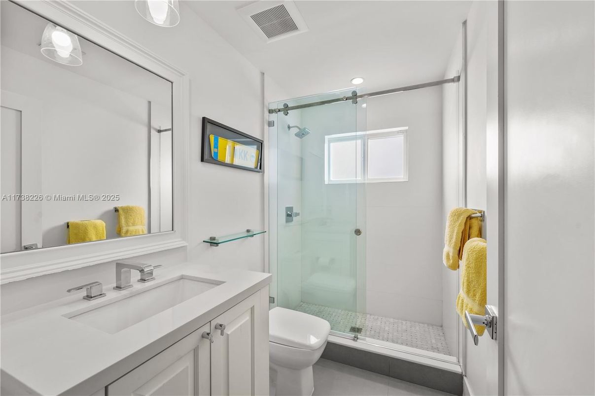 Bathroom, Glass Shower, Interior, Recessed Lighting