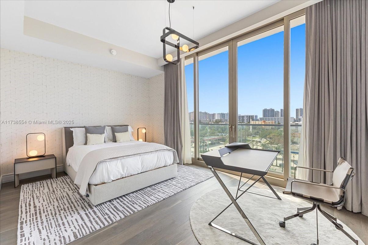 Bedroom, Home Office, Interior, Pendant Lights, Wood Texture Flooring