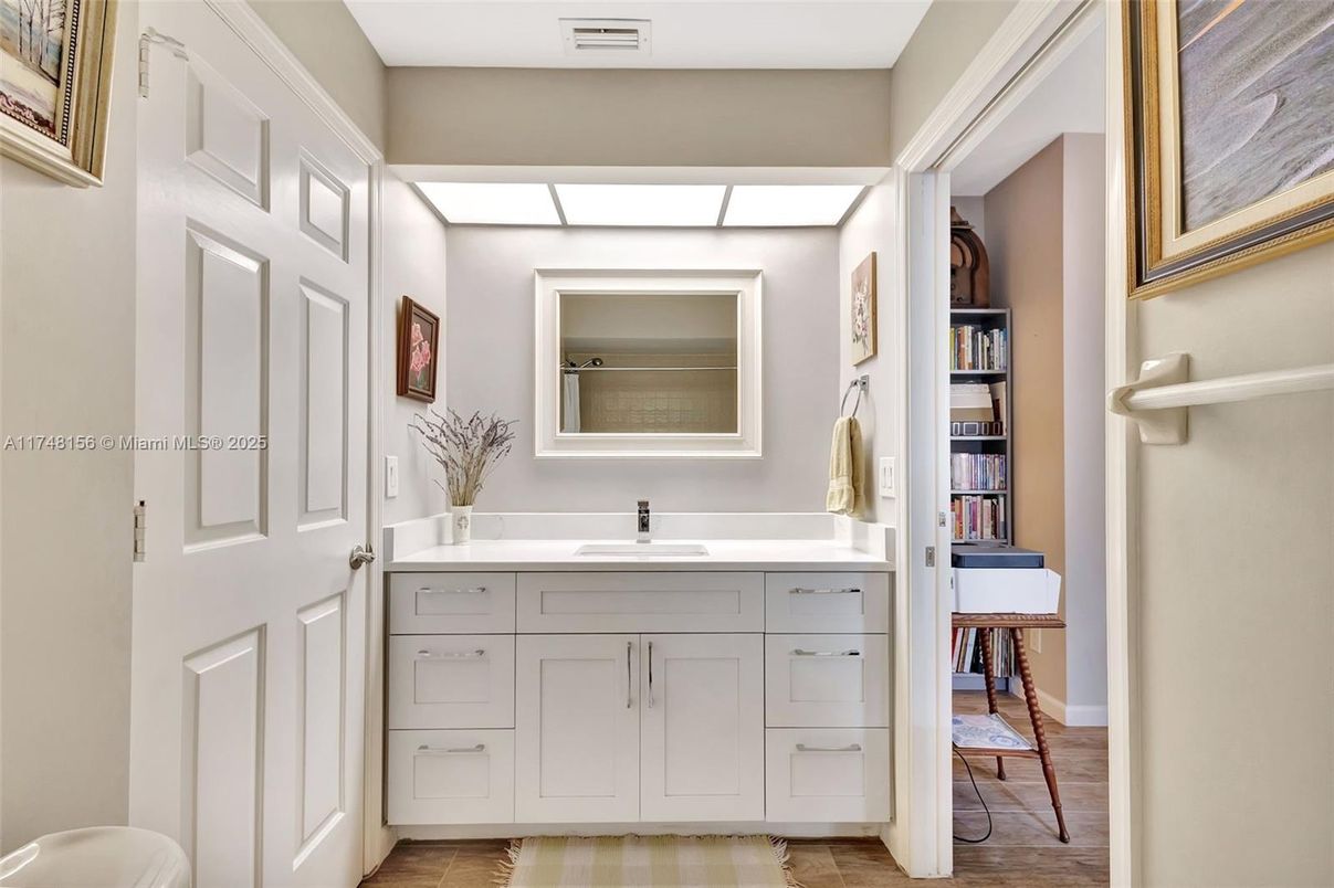 Bathroom, Dual Sink Vanities, Interior, Wood Texture Flooring