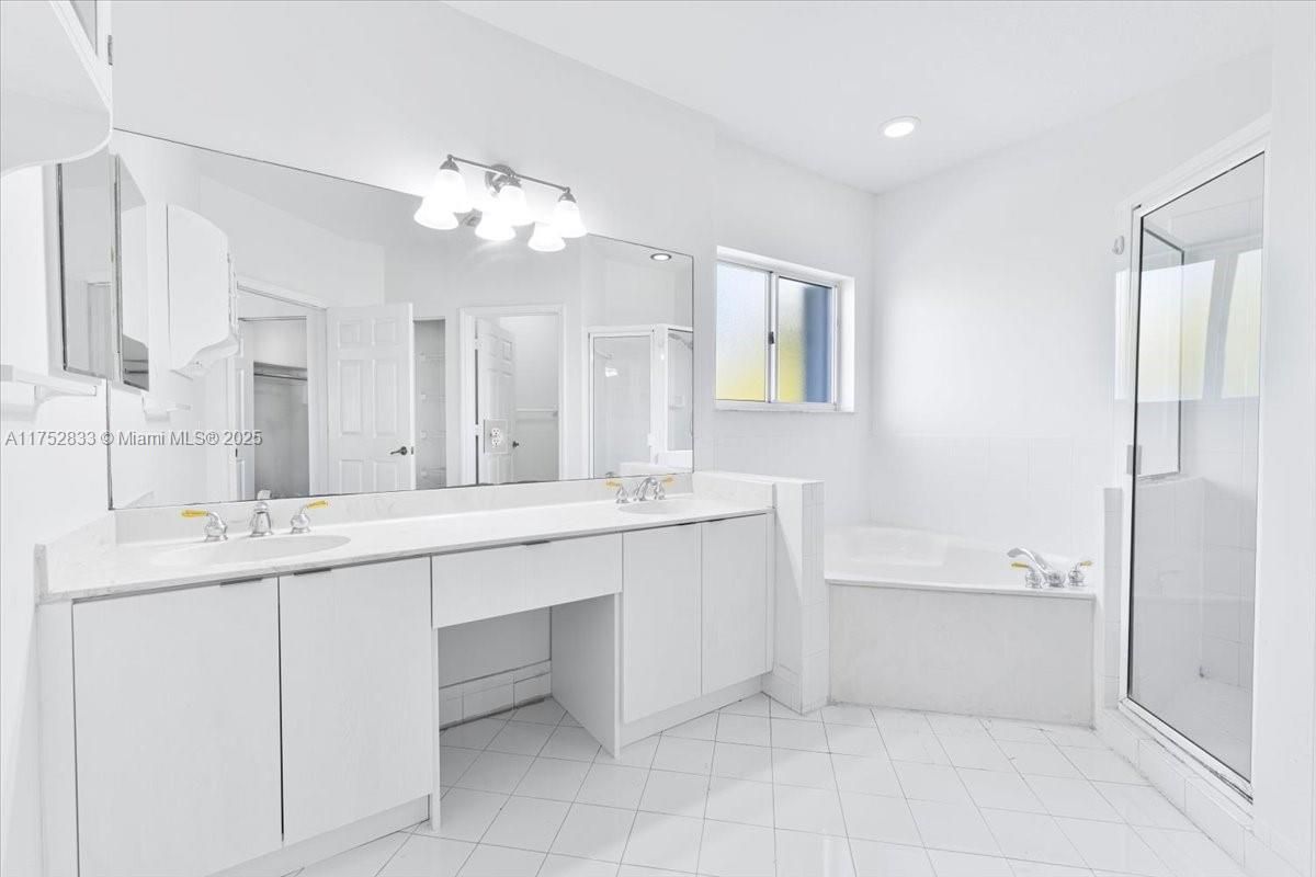 Bathroom, Dual Sink Vanities, Glass Shower, Interior, Recessed Lighting