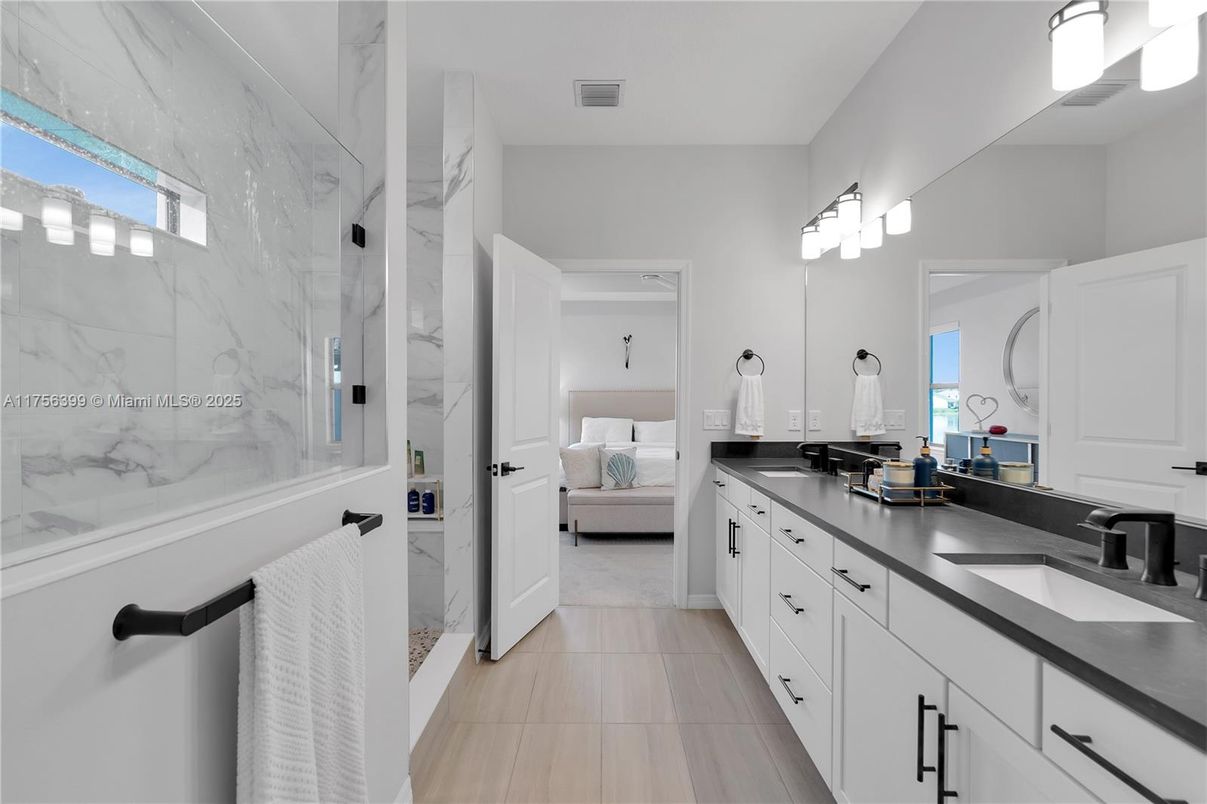 Bathroom, Bedroom, Dual Sink Vanities, Interior, Marble Walls