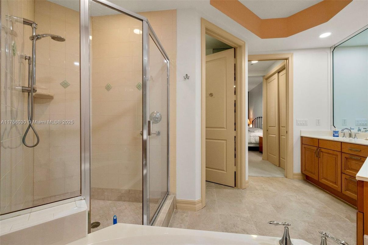 Bathroom, Glass Shower, Interior, Recessed Lighting