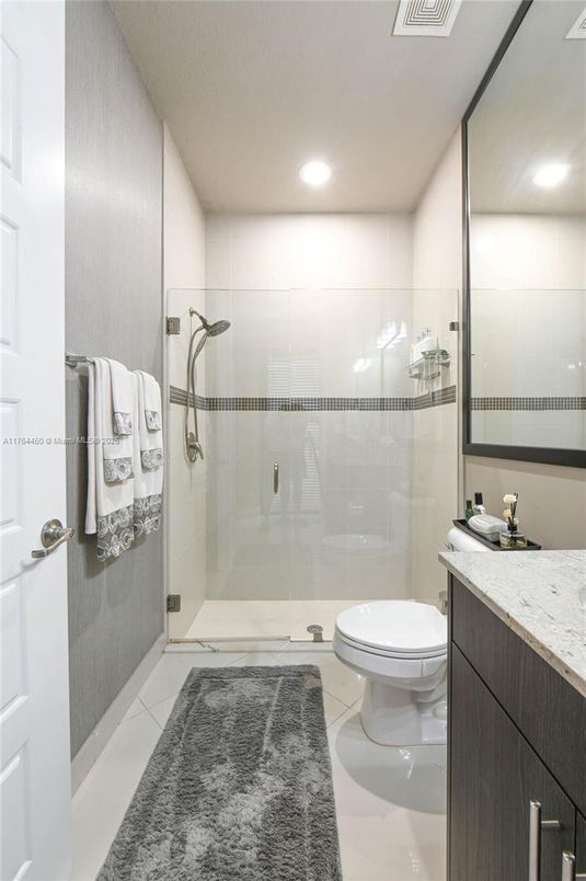 Bathroom, Glass Shower, Interior, Recessed Lighting