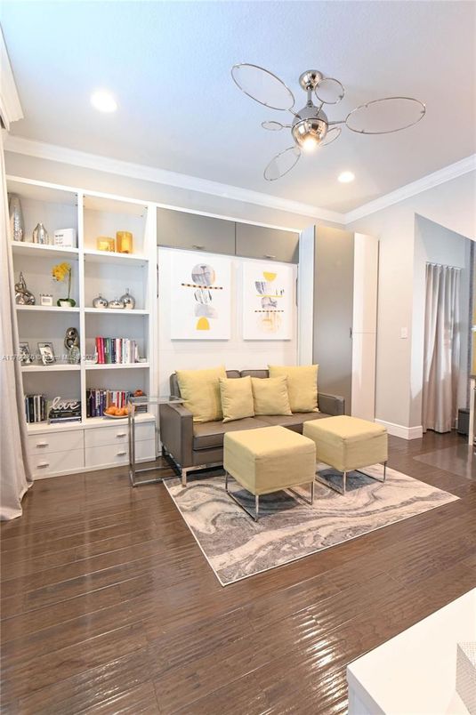 Interior, Living room, Recessed Lighting, Wood Texture Flooring