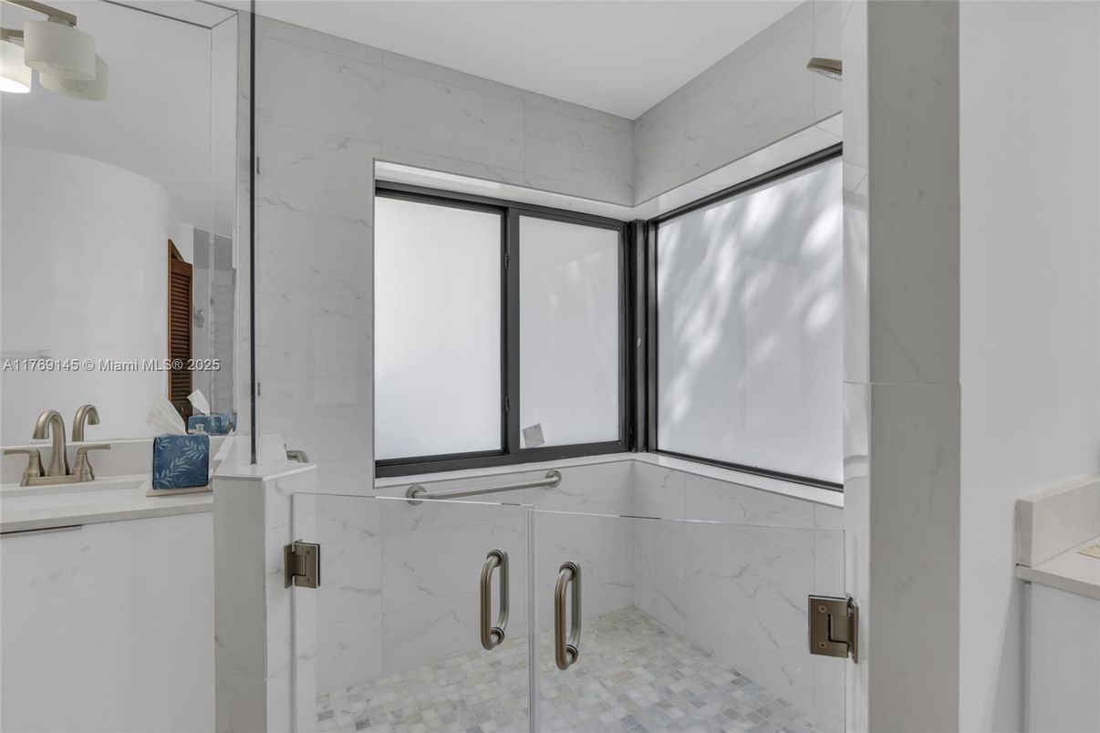 Bathroom, Glass Shower, Interior, Marble Walls