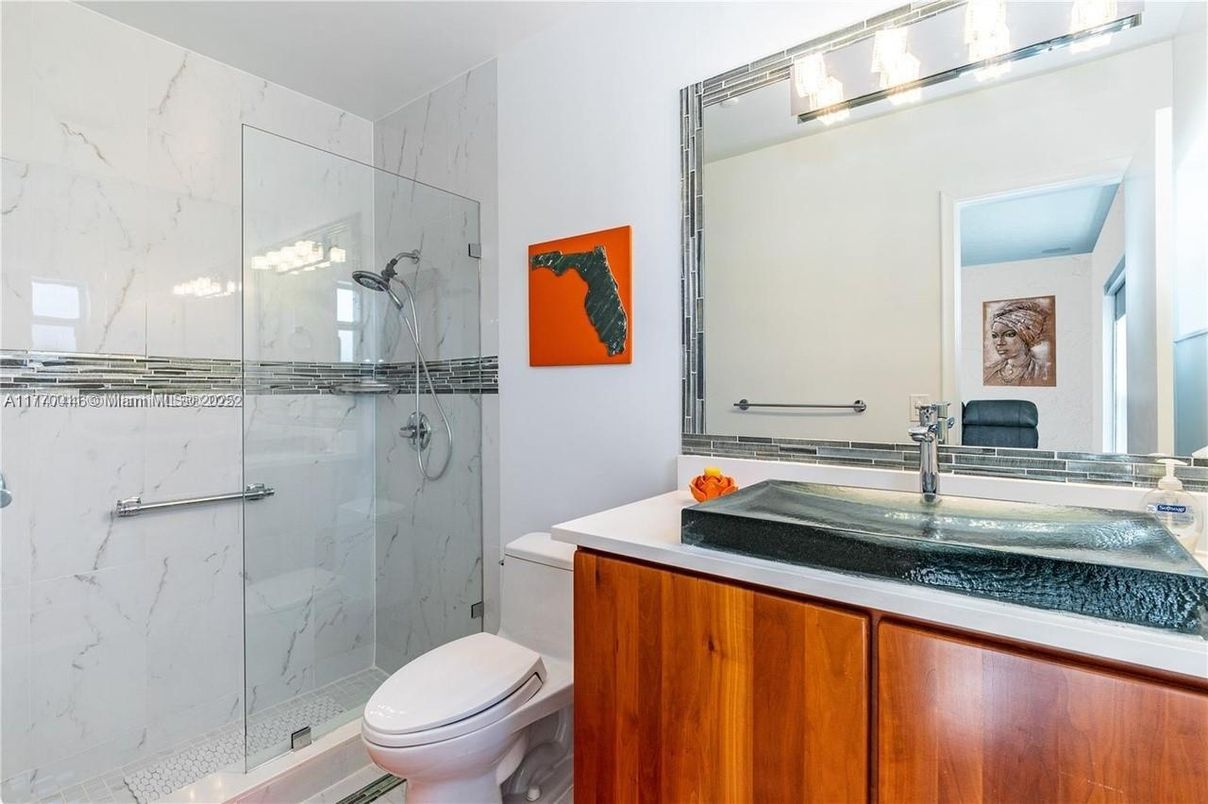 Bathroom, Glass Shower, Interior, Marble Walls