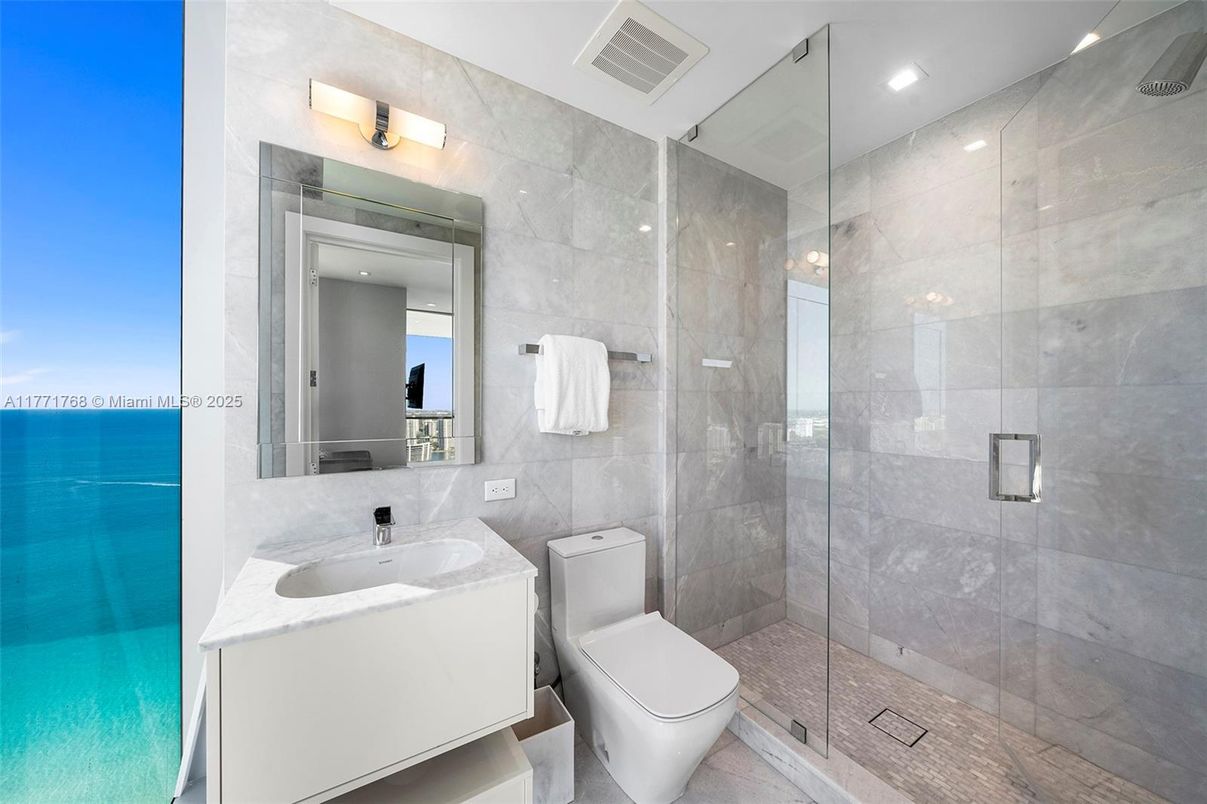 Bathroom, Glass Shower, Interior, Recessed Lighting, Water