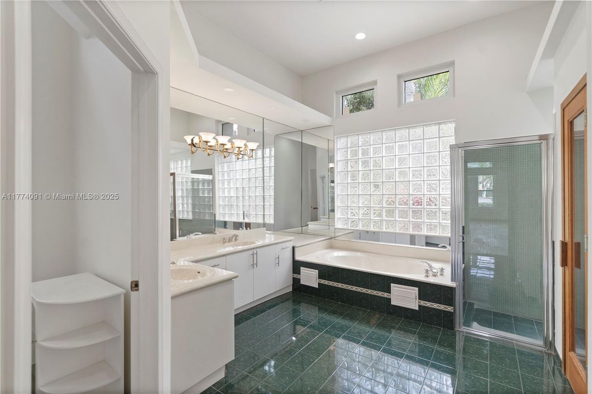 Bathroom, Dual Sink Vanities, Glass Shower, Interior, Recessed Lighting
