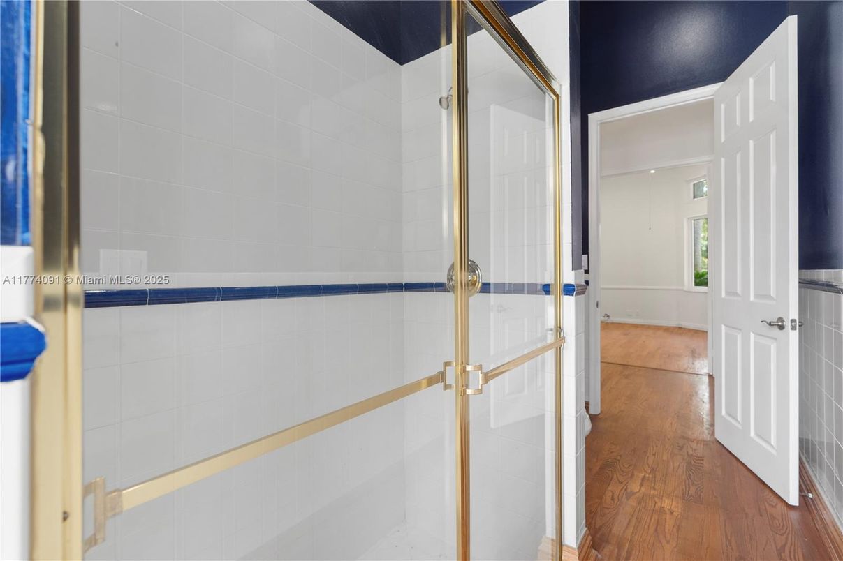 Bathroom, Glass Shower, Interior, Wood Texture Flooring