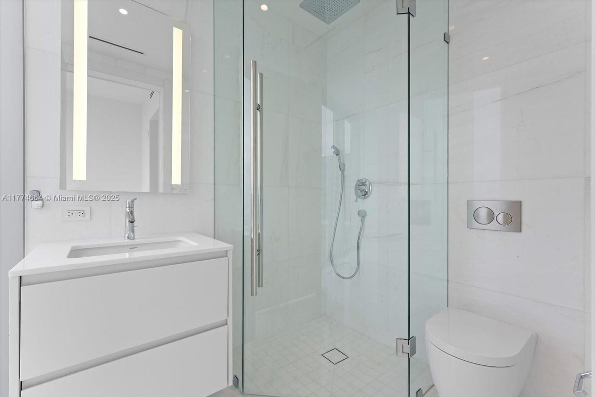 Bathroom, Glass Shower, Interior, Recessed Lighting
