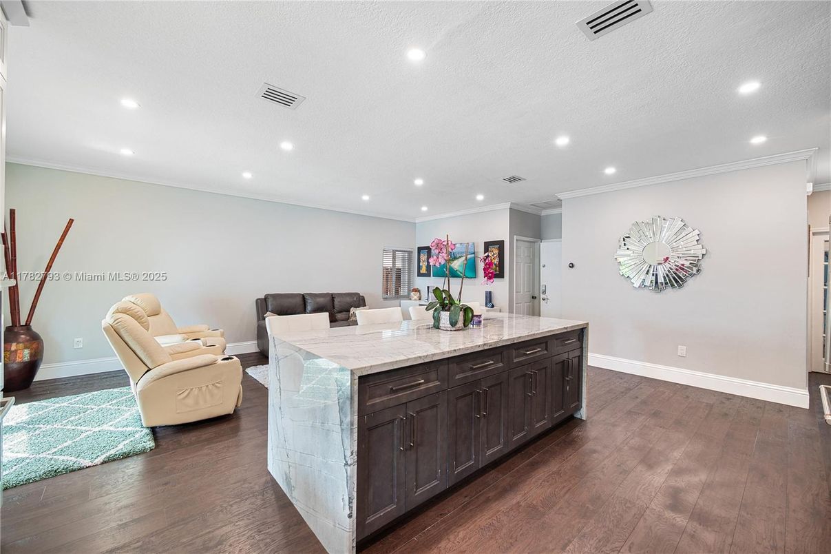 Interior, Kitchen, Recessed Lighting, Wood Texture Flooring
