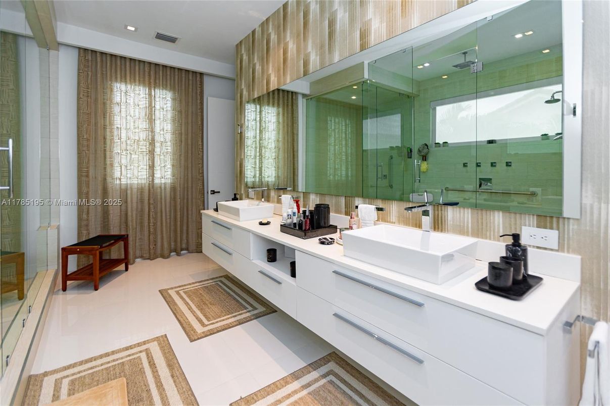 Bathroom, Dual Sink Vanities, Glass Shower, Interior, Recessed Lighting
