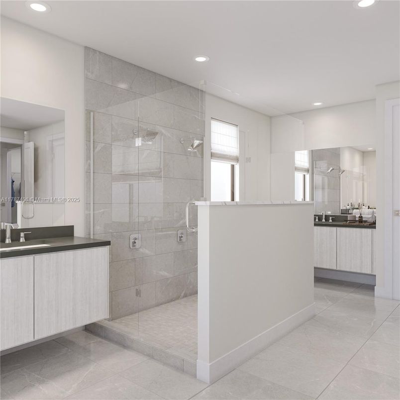 Bathroom, Glass Shower, Interior, Recessed Lighting