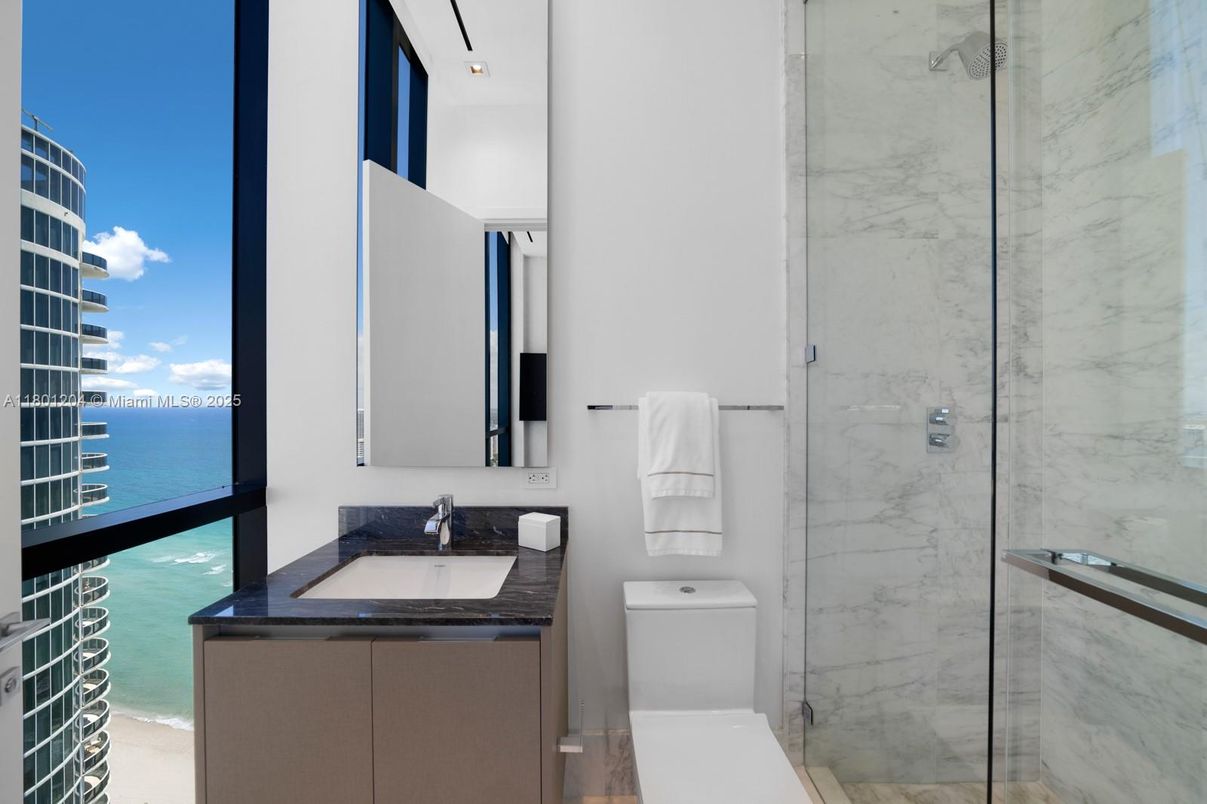 Bathroom, Glass Shower, Interior, Marble Walls, Water
