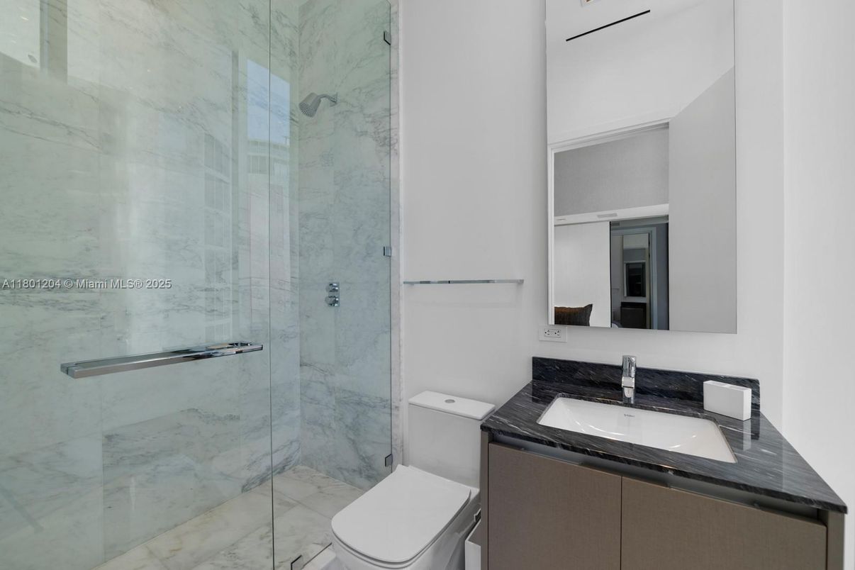 Bathroom, Glass Shower, Interior, Marble Walls