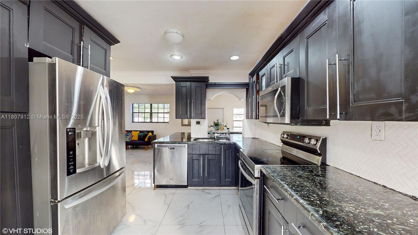 Interior, Kitchen, Marble, Recessed Lighting, Stainless Steel Appliances