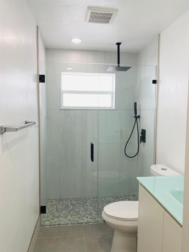 Bathroom, Glass Shower, Interior, Recessed Lighting