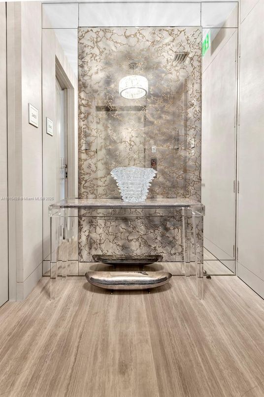 Bathroom, Interior, Marble Walls, Wood Texture Flooring