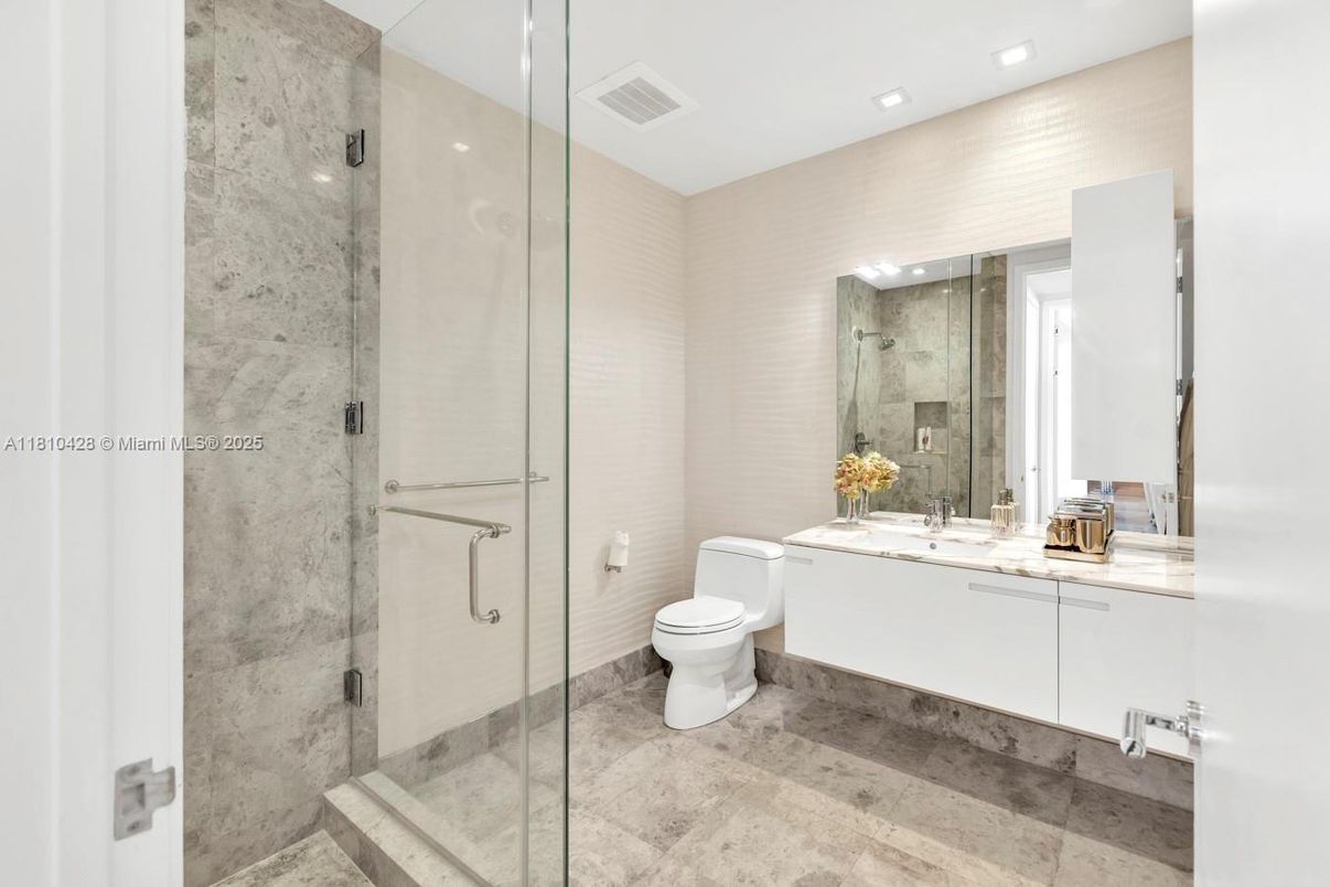 Bathroom, Glass Shower, Interior, Recessed Lighting