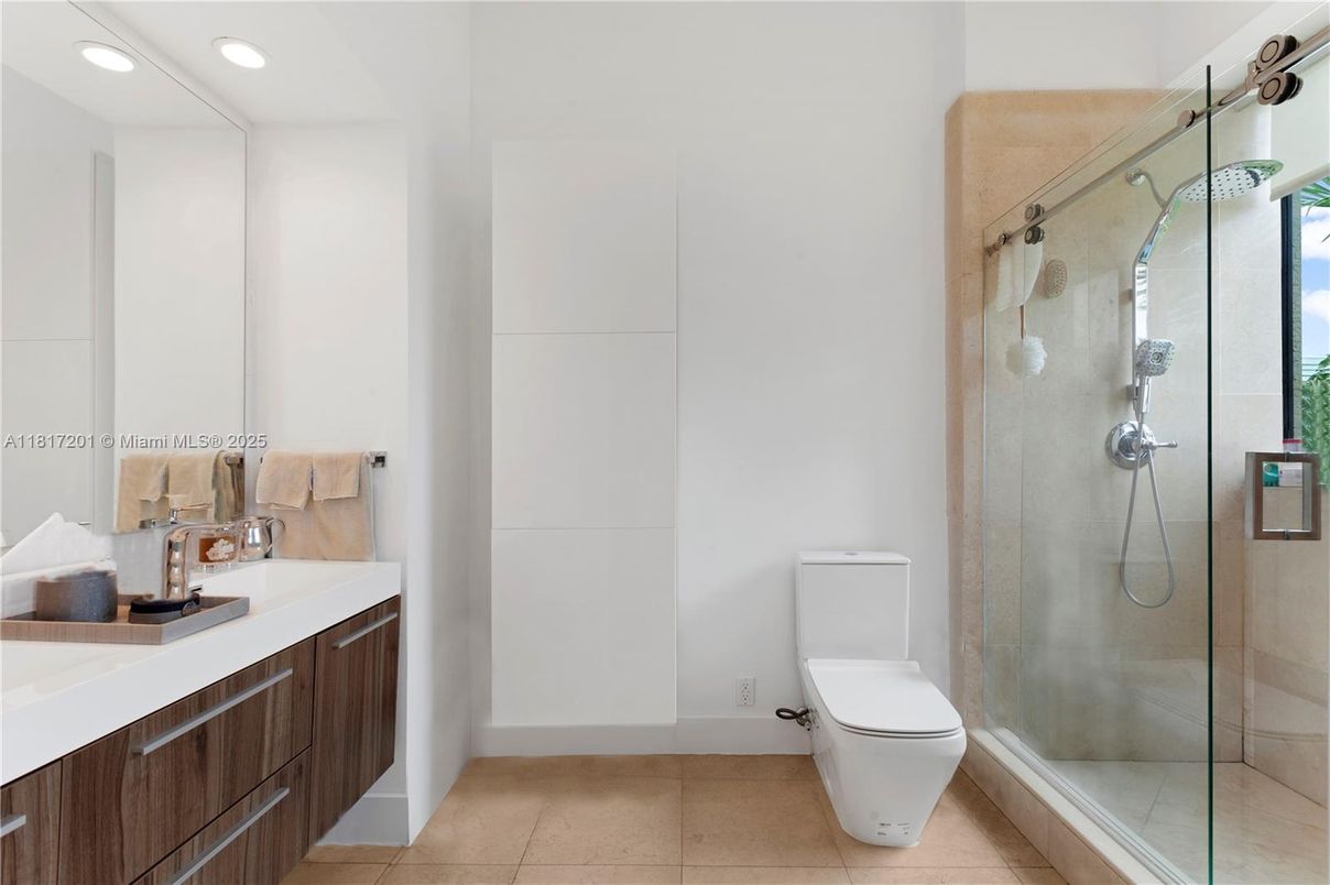 Bathroom, Glass Shower, Interior, Recessed Lighting