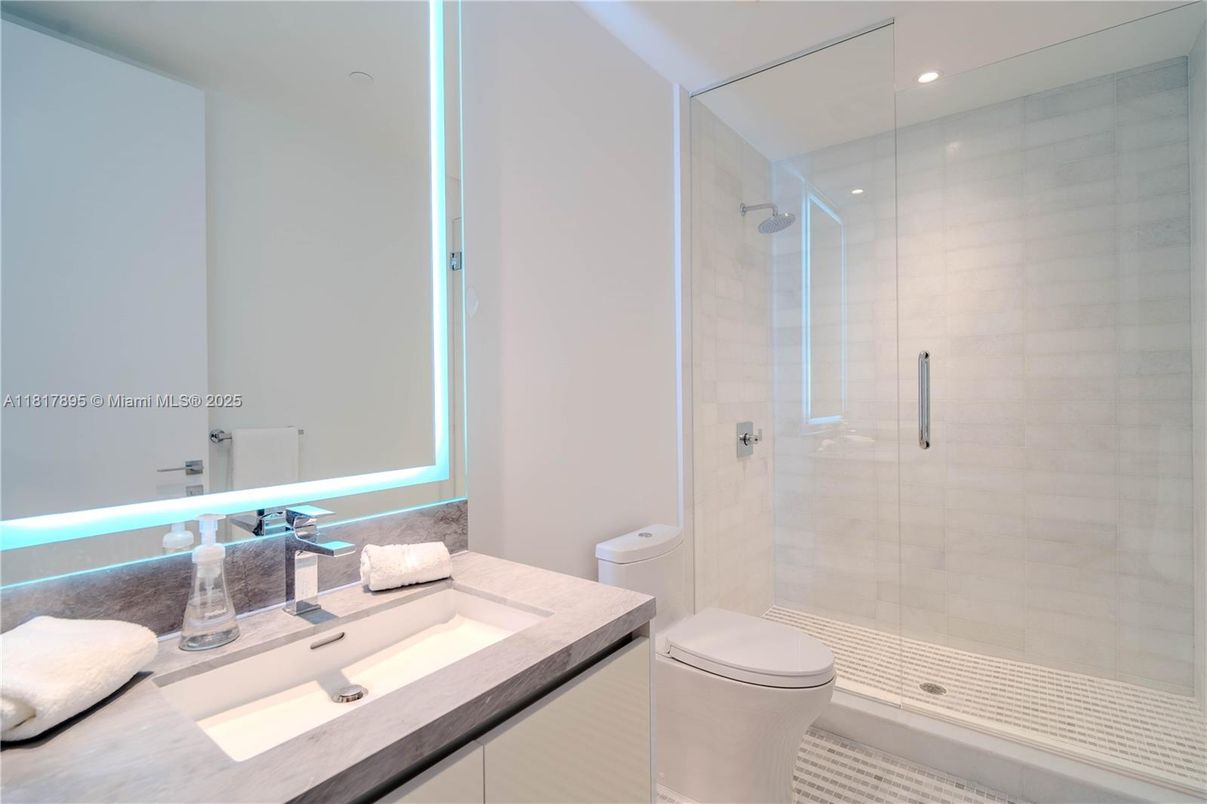 Bathroom, Glass Shower, Interior, Recessed Lighting