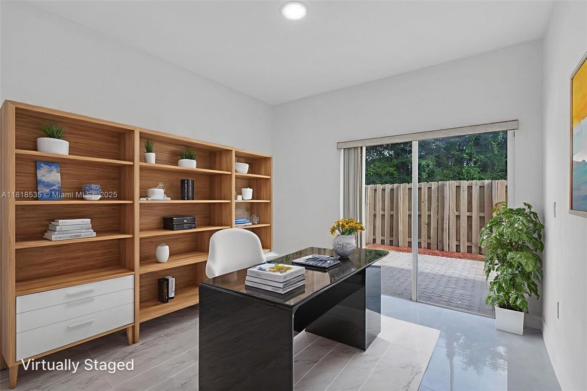 Home Office, Interior, Recessed Lighting, Wood Texture Flooring